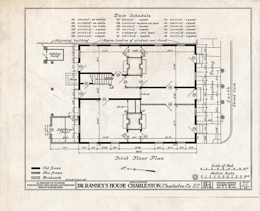 Blueprint HABS SC,10-Char,63- (Sheet 1 of 6) - Dr. David Ramsay House, 92 Broad Street, Charleston, Charleston County, SC