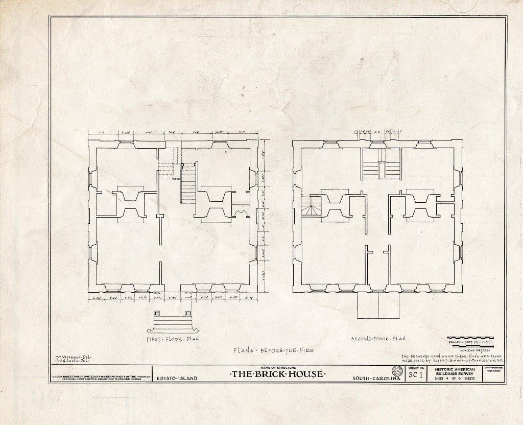 Blueprint HABS SC,10-EDIL,1- (Sheet 4 of 8) - Paul Hamilton House (Ruins), Russell Creek, Edisto Island, Charleston County, SC