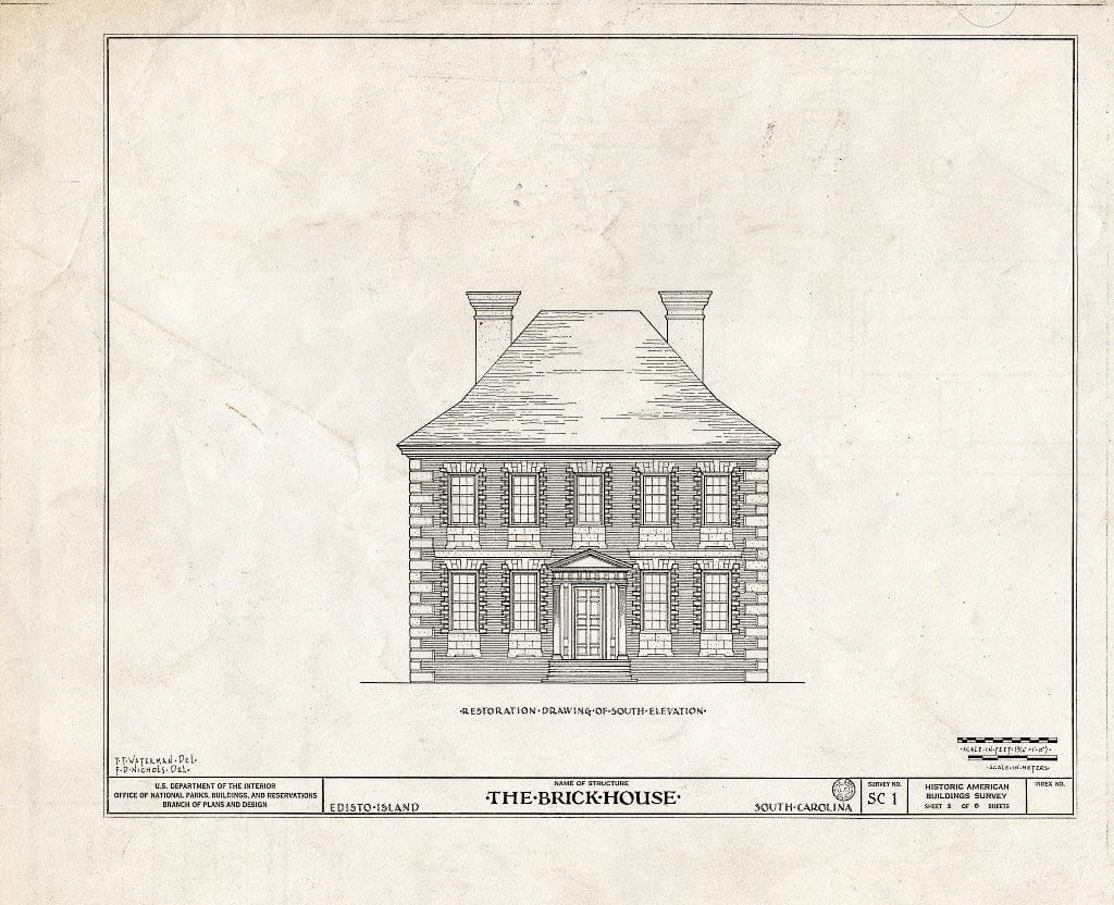 Blueprint HABS SC,10-EDIL,1- (Sheet 5 of 8) - Paul Hamilton House (Ruins), Russell Creek, Edisto Island, Charleston County, SC