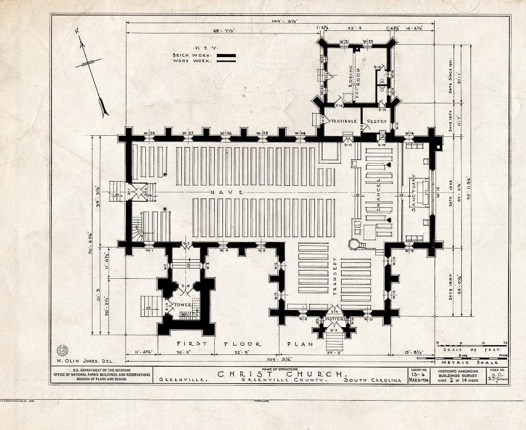 Blueprint HABS SC,23-GRENV,1- (Sheet 2 of 14) - Christ Episcopal Church, North Church Street, Greenville, Greenville, SC