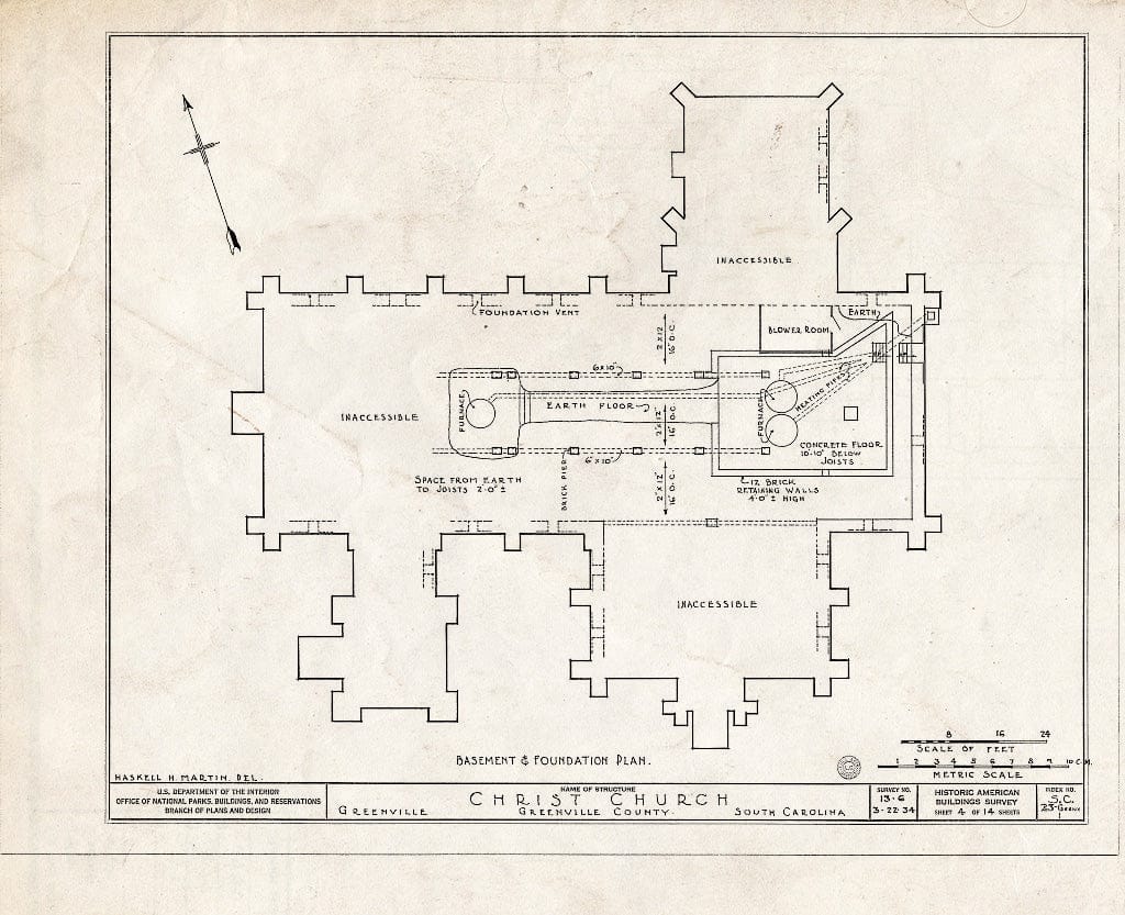 Blueprint HABS SC,23-GRENV,1- (Sheet 4 of 14) - Christ Episcopal Church, North Church Street, Greenville, Greenville, SC