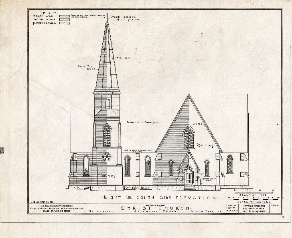 Blueprint HABS SC,23-GRENV,1- (Sheet 6 of 14) - Christ Episcopal Church, North Church Street, Greenville, Greenville, SC