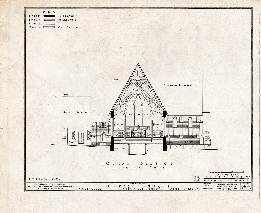 Blueprint HABS SC,23-GRENV,1- (Sheet 8 of 14) - Christ Episcopal Church, North Church Street, Greenville, Greenville, SC