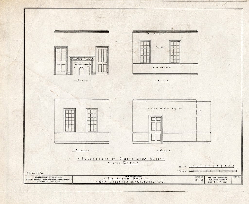 Blueprint HABS SC,10-Char,195- (Sheet 9 of 9) - Samuel Edward Axson House, 4 Greenhill Street, Charleston, Charleston County, SC