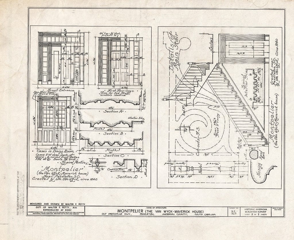 Blueprint HABS SC,4-Pend,4- (Sheet 2 of 2) - Montpelier, Old Greenville Highway, Pendleton, Anderson County, SC