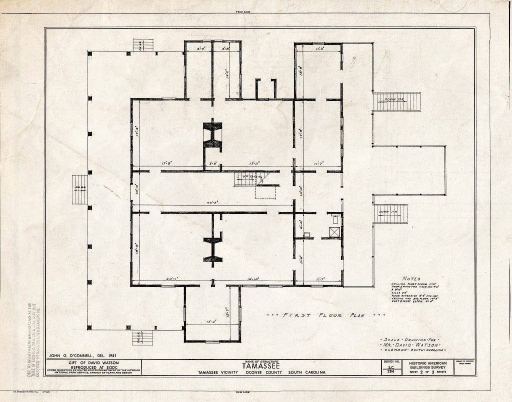 Blueprint HABS SC,37-TAM.V,1- (Sheet 2 of 3) - Tamassee, Tamassee, Oconee County, SC