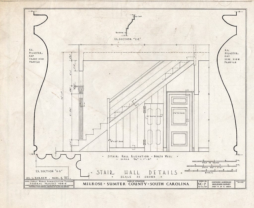 Blueprint HABS SC,43-WEDG.V,1- (Sheet 4 of 5) - Melrose, Kings Highway (State Route 261), Wedgefield, Sumter County, SC