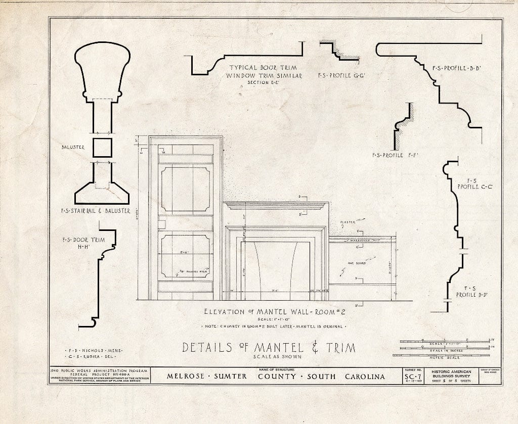 Blueprint HABS SC,43-WEDG.V,1- (Sheet 5 of 5) - Melrose, Kings Highway (State Route 261), Wedgefield, Sumter County, SC