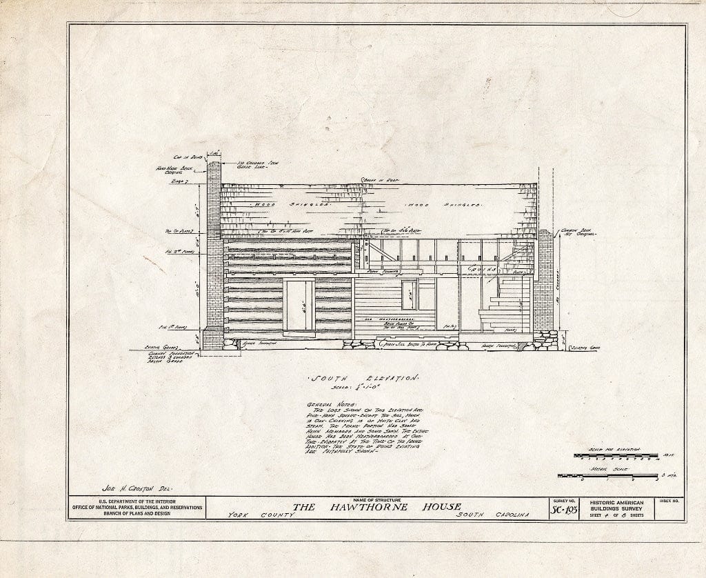 Blueprint HABS SC,46-,2- (Sheet 4 of 8) - Hawthorne House, Catawba River, Clover, York County, SC
