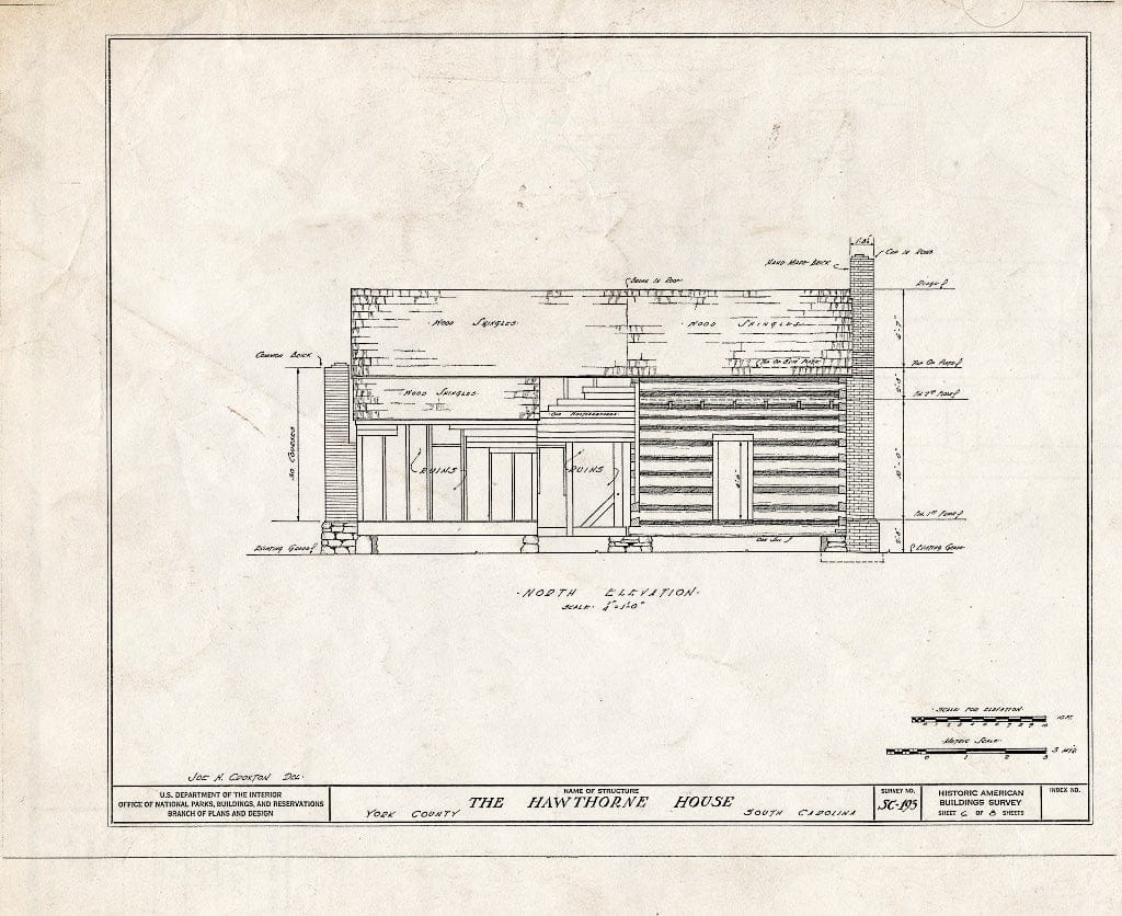 Blueprint HABS SC,46-,2- (Sheet 6 of 8) - Hawthorne House, Catawba River, Clover, York County, SC