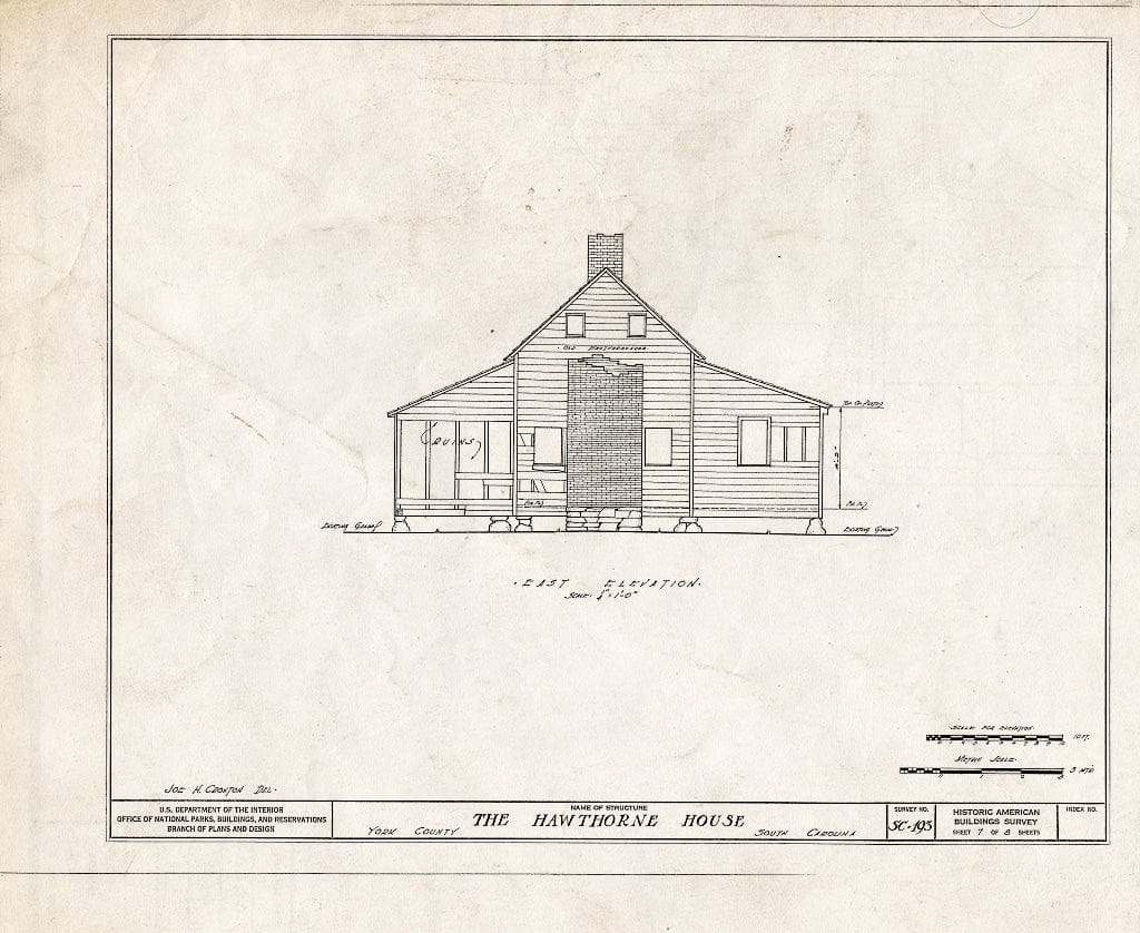 Blueprint HABS SC,46-,2- (Sheet 7 of 8) - Hawthorne House, Catawba River, Clover, York County, SC