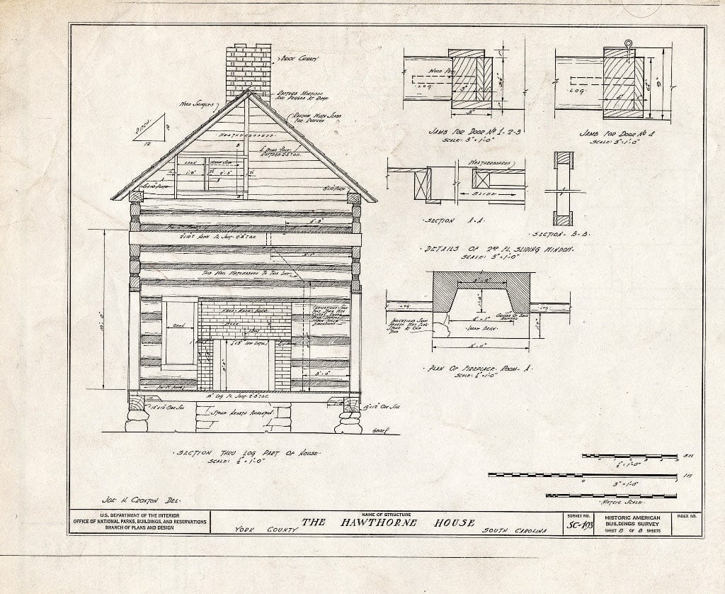 Blueprint HABS SC,46-,2- (Sheet 8 of 8) - Hawthorne House, Catawba River, Clover, York County, SC