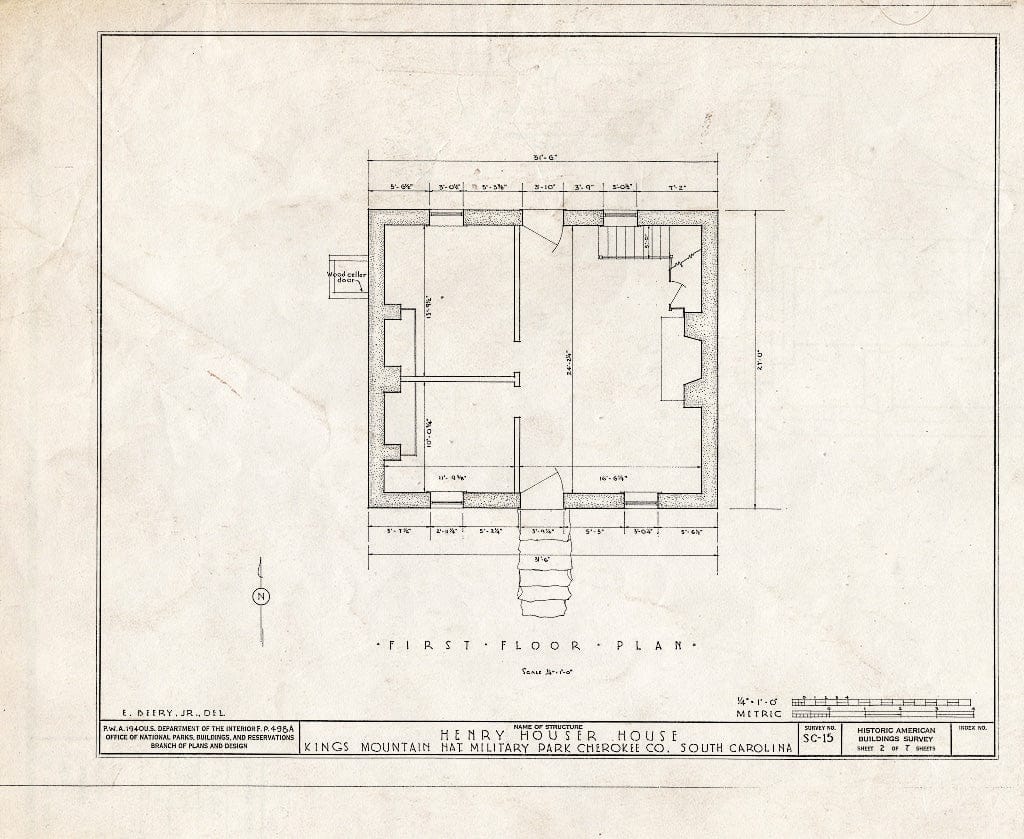 Blueprint HABS SC,11-,1- (Sheet 2 of 7) - Henry Houser House, Clover, York County, SC
