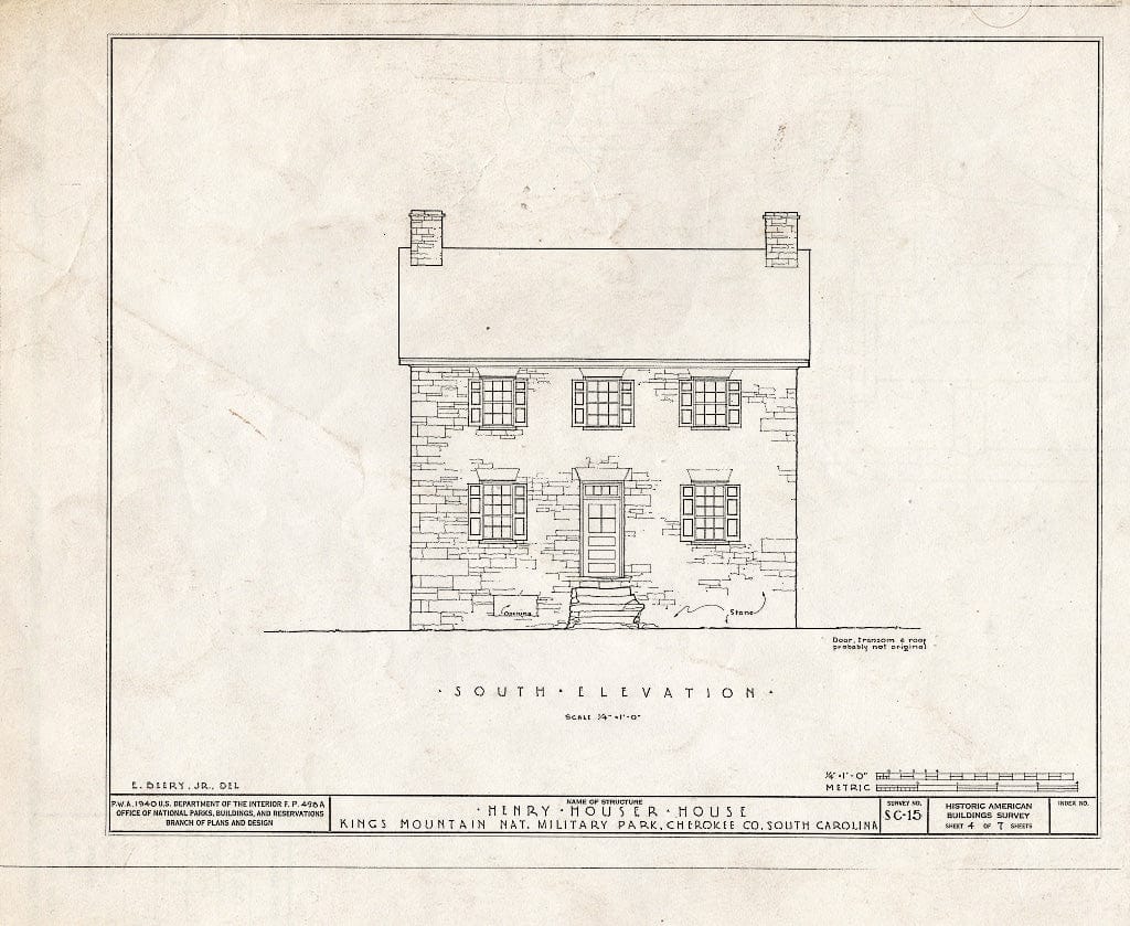 Blueprint HABS SC,11-,1- (Sheet 4 of 7) - Henry Houser House, Clover, York County, SC