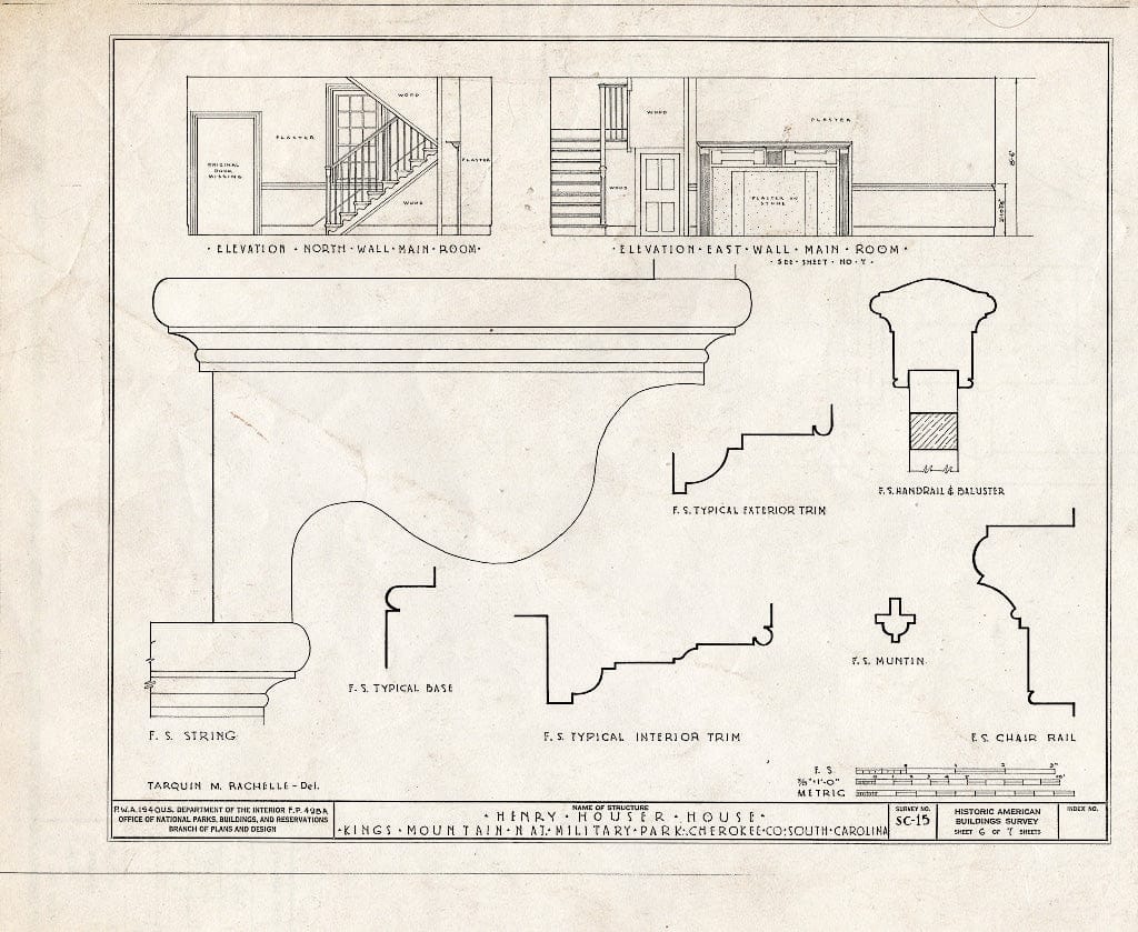 Blueprint HABS SC,11-,1- (Sheet 6 of 7) - Henry Houser House, Clover, York County, SC