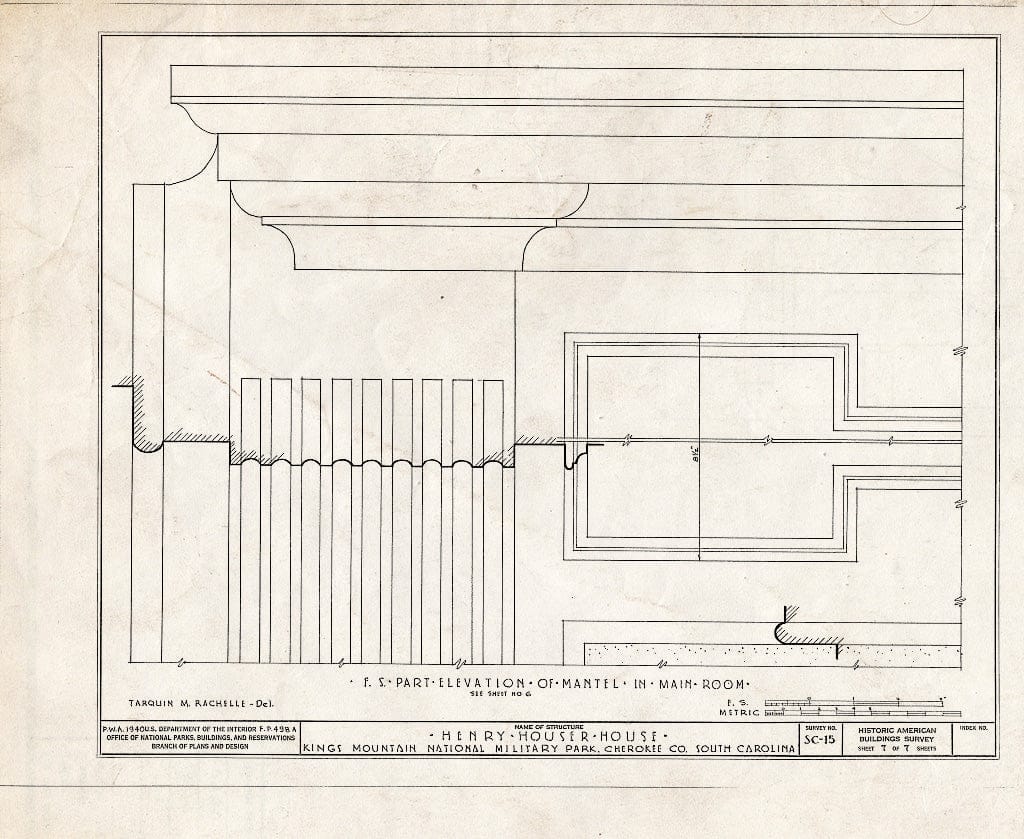 Blueprint HABS SC,11-,1- (Sheet 7 of 7) - Henry Houser House, Clover, York County, SC