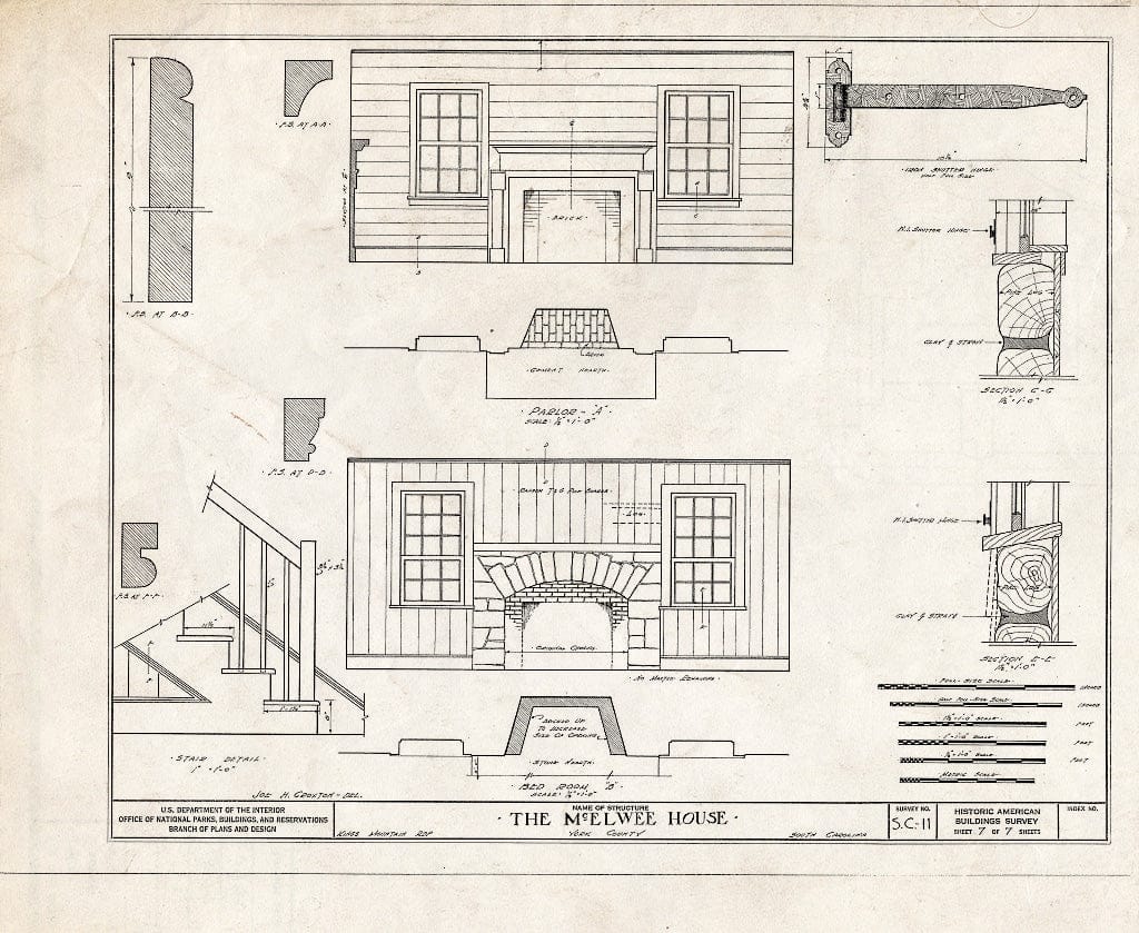 Blueprint HABS SC,46-,1- (Sheet 7 of 7) - William McElwee House, Kings Mountain Recreational Area, York, York County, SC