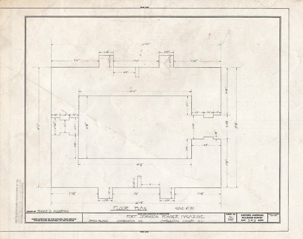 Blueprint HABS SC,10-Char.V,9- (Sheet 3 of 3) - Fort Johnson, Powder Magazine, James Island,Charleston Harbor, Charleston, Charleston County, SC