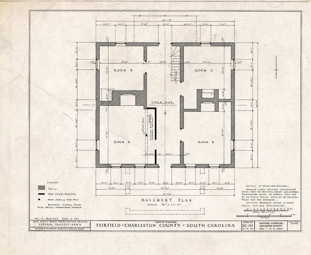 Blueprint HABS SC,10-MCCLEL.V,2- (Sheet 1 of 12) - Lynch House, U.S. Routes 17 & 701, McClellanville, Charleston County, SC