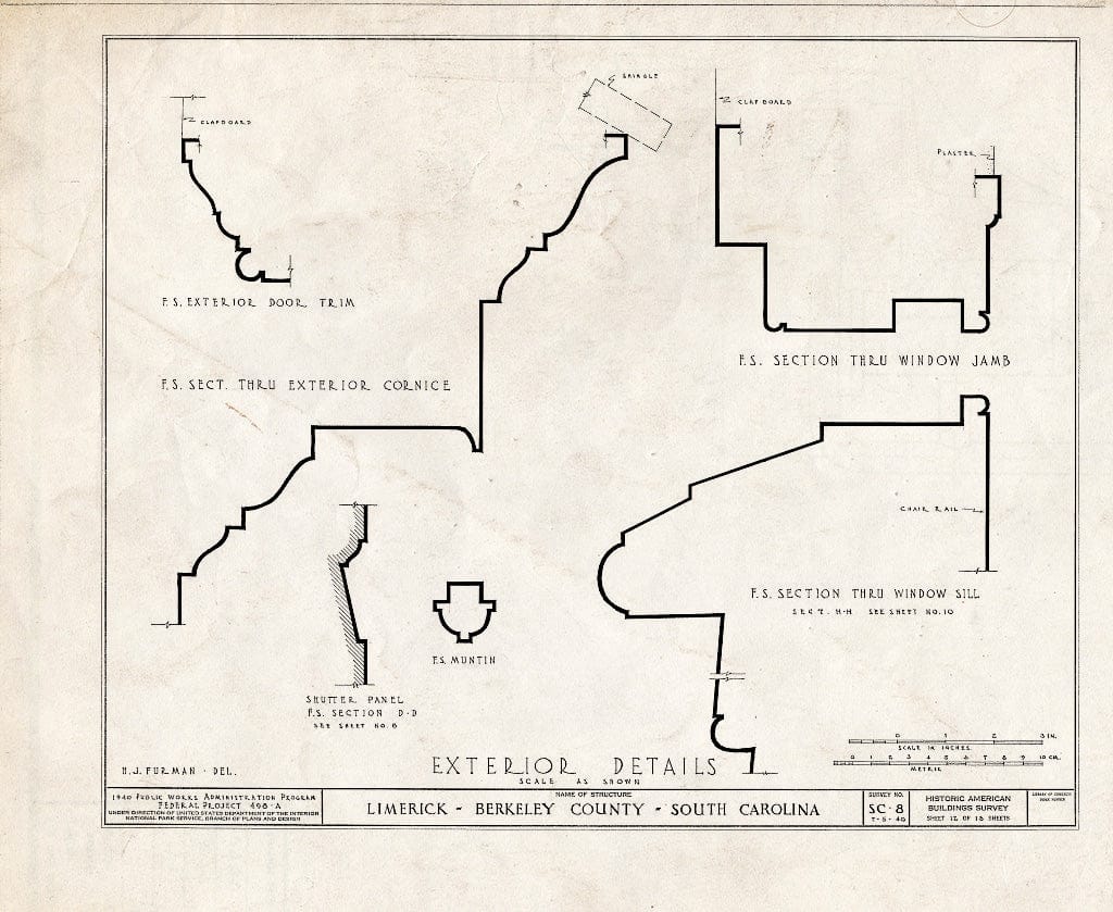 Blueprint HABS SC,8-Cord.V,1- (Sheet 12 of 13) - Limerick, Cooper River, East Branch, Cordesville, Berkeley County, SC