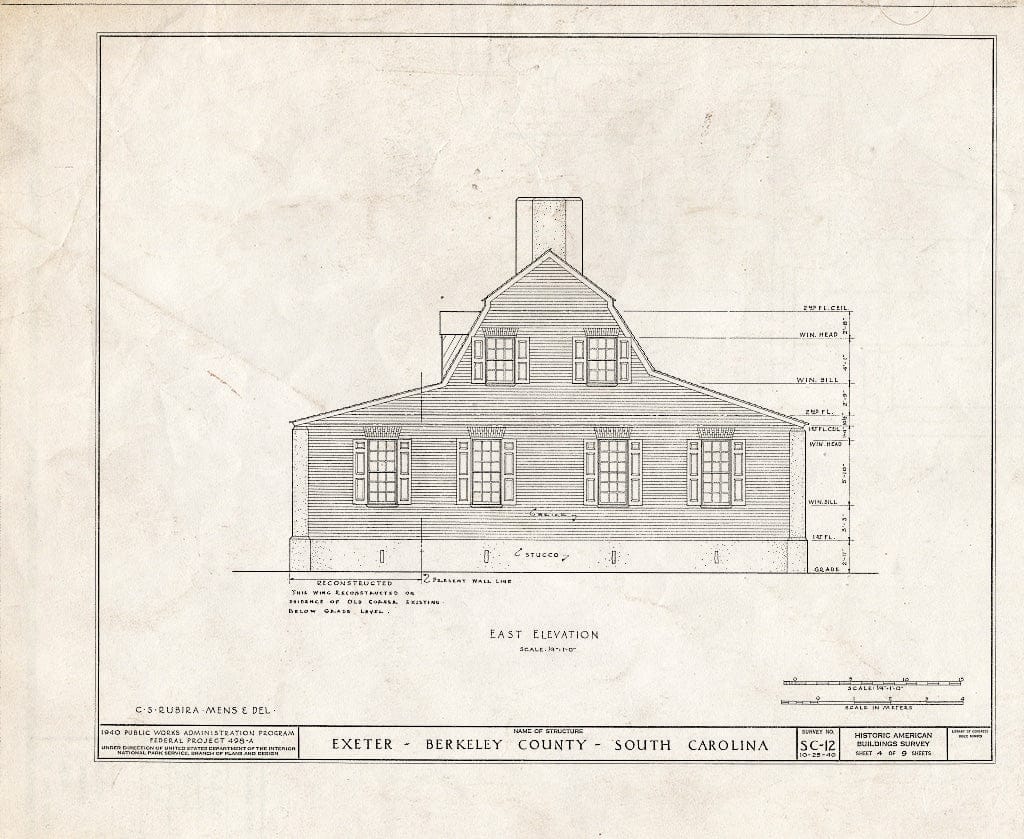 Blueprint HABS SC,8-MONCO.V,1- (Sheet 4 of 9) - Exeter, Cooper River, West Branch, Moncks Corner, Berkeley County, SC