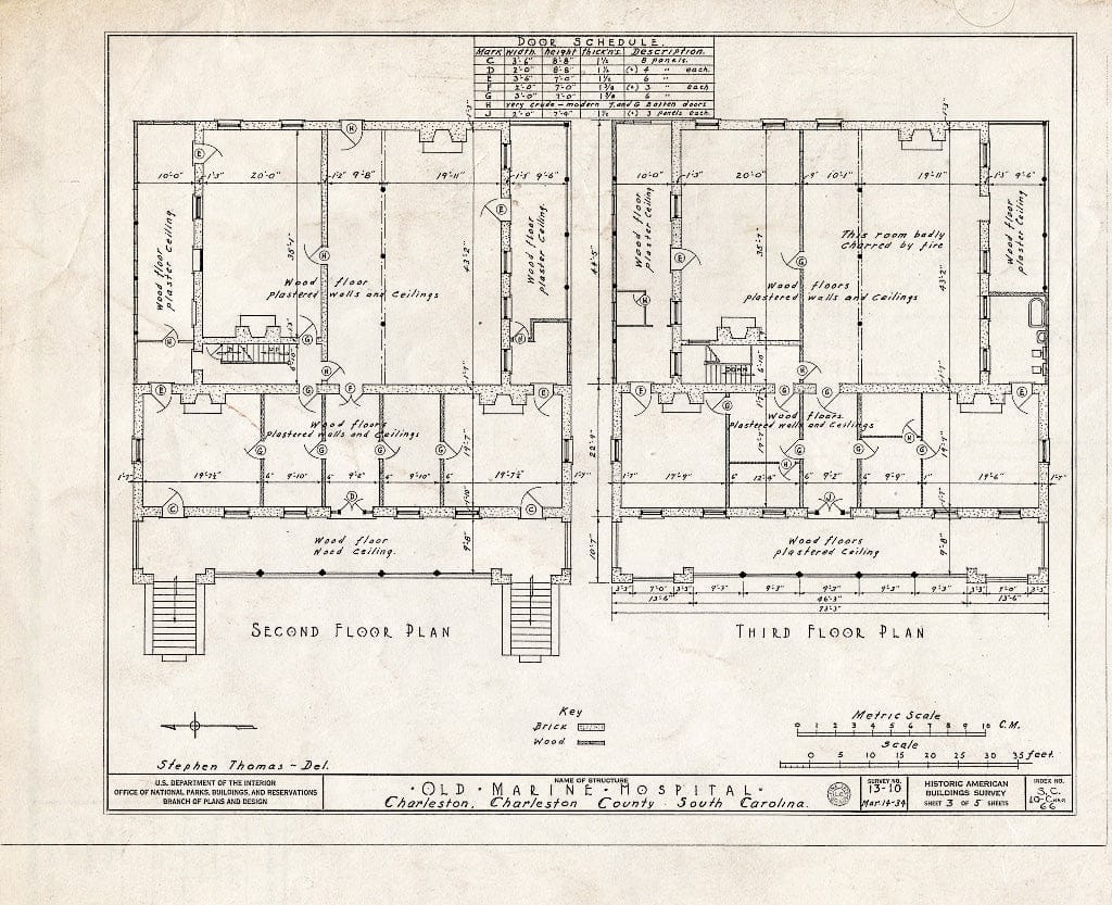 Blueprint HABS SC,10-Char,66- (Sheet 3 of 5) - Old Marine Hospital, 20 Franklin Street, Charleston, Charleston County, SC