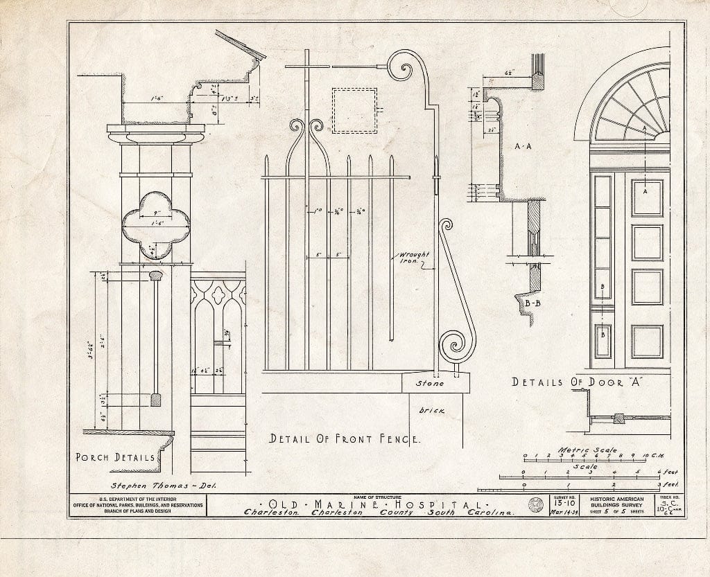 Blueprint HABS SC,10-Char,66- (Sheet 5 of 5) - Old Marine Hospital, 20 Franklin Street, Charleston, Charleston County, SC