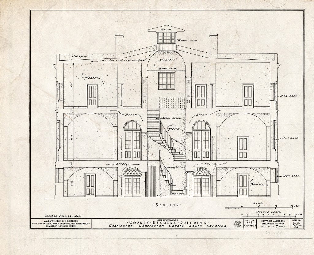 Blueprint HABS SC,10-Char,64- (Sheet 4 of 7) - County Records Building, 100 Meeting Street (at Chalmers Street), Charleston, Charleston County, SC