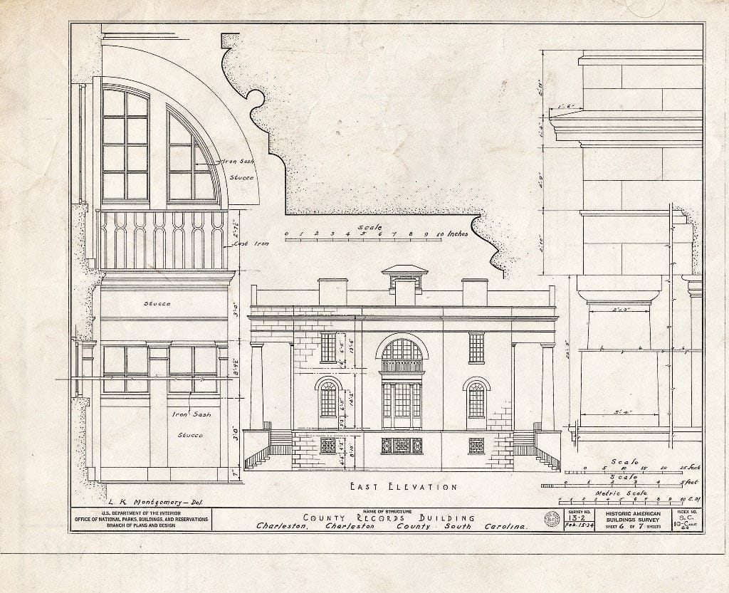 Blueprint HABS SC,10-Char,64- (Sheet 6 of 7) - County Records Building, 100 Meeting Street (at Chalmers Street), Charleston, Charleston County, SC