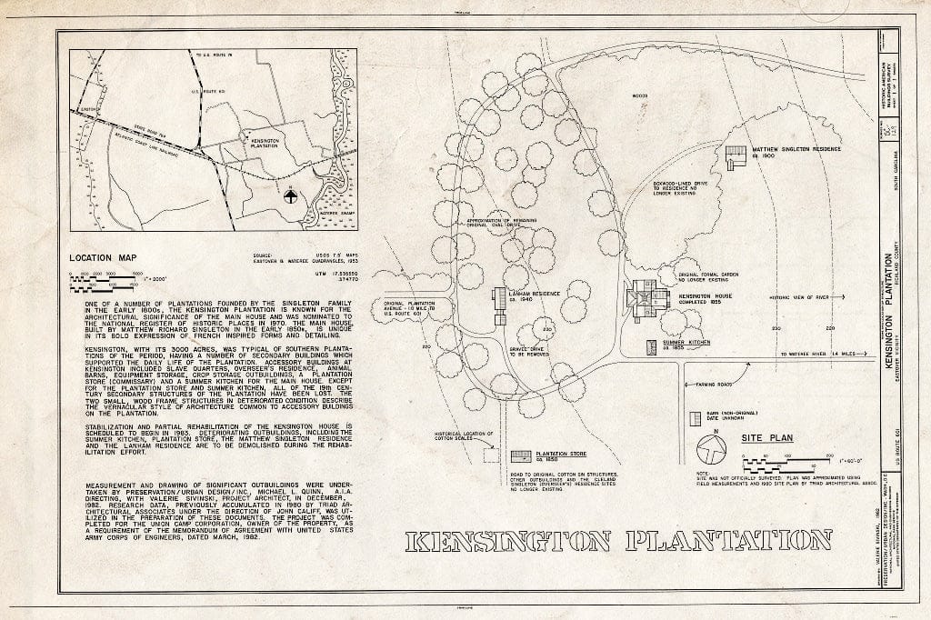 Blueprint HABS SC,40-East.V,1- (Sheet 1 of 1) - Kensington Plantation, Main House, U.S. Route 601, Eastover, Richland County, SC