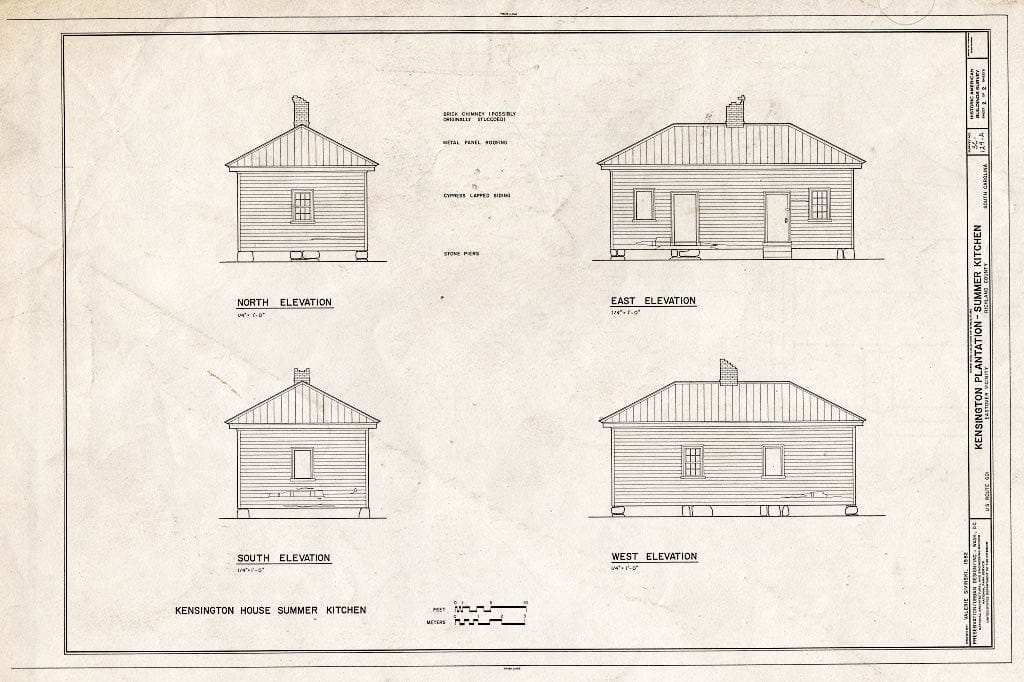 Blueprint HABS SC,40-East.V,1A- (Sheet 2 of 2) - Kensington Plantation, Summer Kitchen, U.S. Route 601, Eastover, Richland County, SC