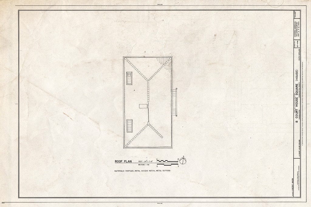 Blueprint HABS SC,10-Char,240- (Sheet 3 of 5) - 8 Court House Square (House), Charleston, Charleston County, SC