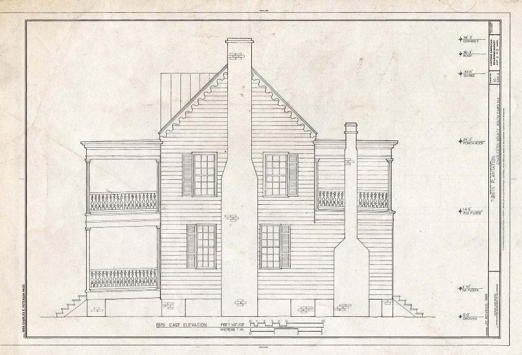 Blueprint HABS SC,10-Char,515A- (Sheet 4 of 6) - Tibwin Plantation, House, Charleston, Charleston County, SC