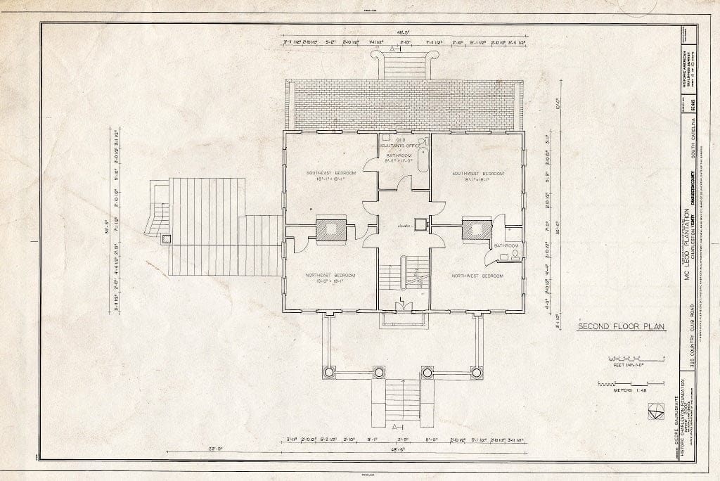 Blueprint Second Floor Plan. - McLeod Plantation, 325 Country Club Drive, Charleston, Charleston County, SC