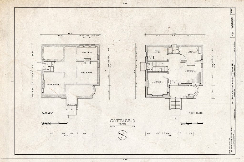 Blueprint HABS SC,10-Char,354A- (Sheet 1 of 4) - William Enston Home, Cottage No. 2, 900 King Street, Charleston, Charleston County, SC