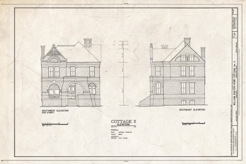 Blueprint HABS SC,10-Char,354A- (Sheet 3 of 4) - William Enston Home, Cottage No. 2, 900 King Street, Charleston, Charleston County, SC