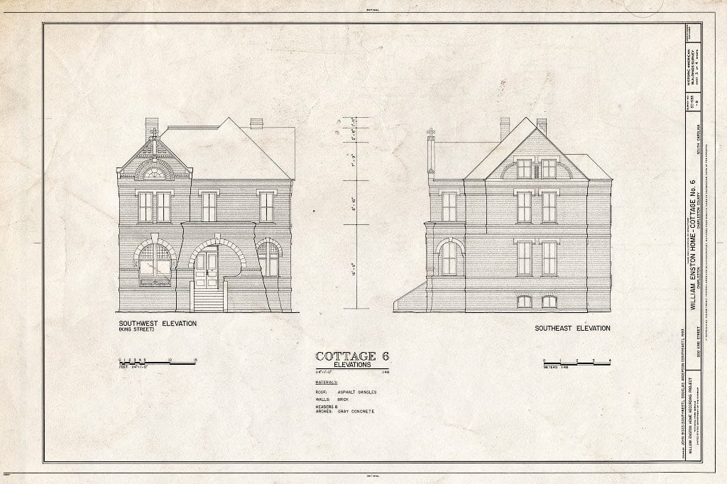 Blueprint HABS SC,10-Char,354B- (Sheet 3 of 4) - William Enston Home, Cottage No. 6, 900 King Street, Charleston, Charleston County, SC