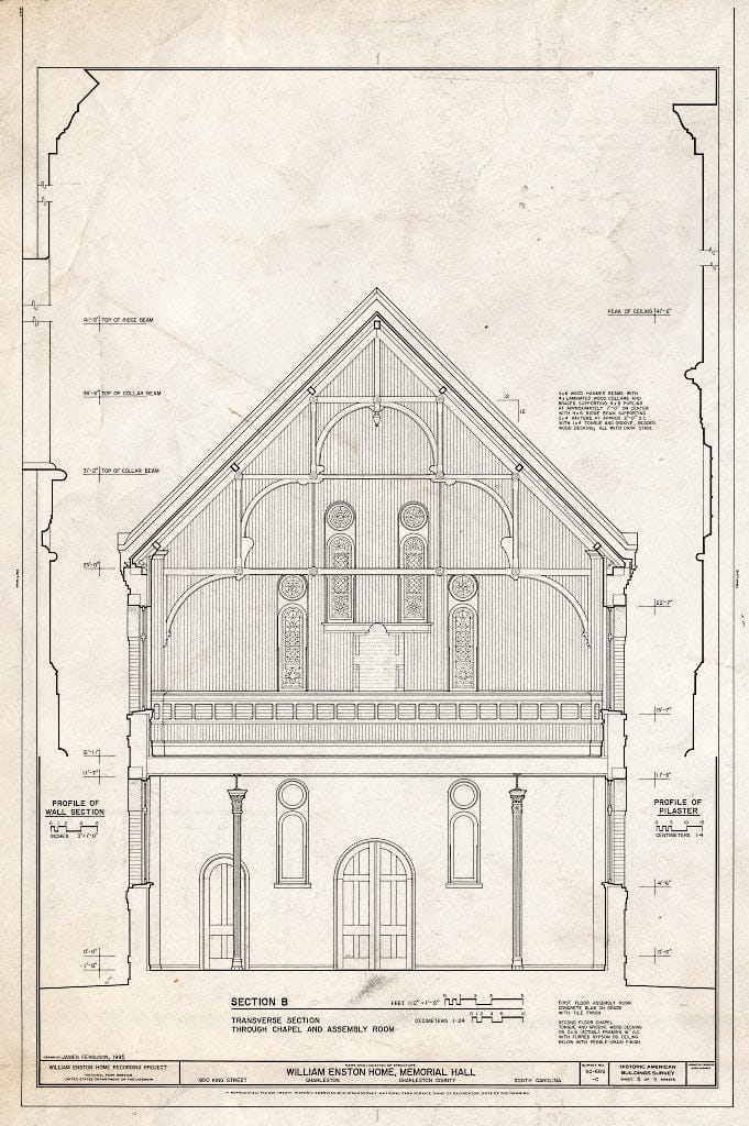 Blueprint HABS SC,10-Char,354C- (Sheet 5 of 5) - William Enston Home, Memorial Hall, 900 King Street, Charleston, Charleston County, SC
