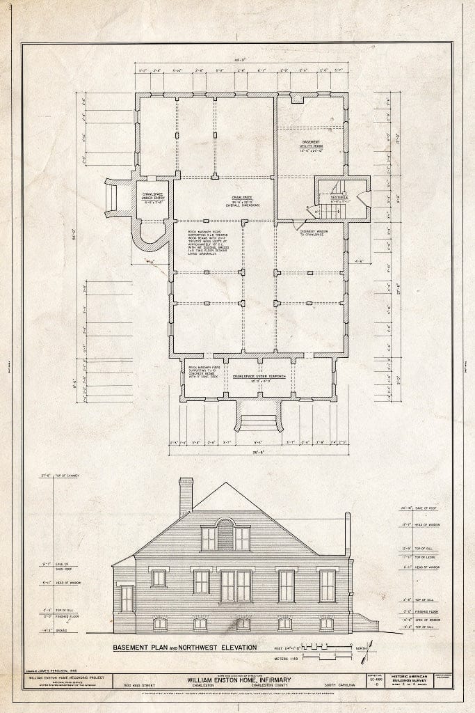 Blueprint HABS SC,10-Char,354D- (Sheet 3 of 4) - William Enston Home, Infirmary, 900 King Street, Charleston, Charleston County, SC