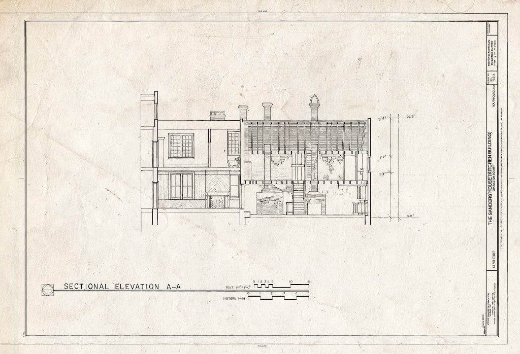 Blueprint HABS SC,10-Char,498A- (Sheet 3 of 7) - Sanders House, Kitchen Building, 82 Pitt Street, Charleston, Charleston County, SC