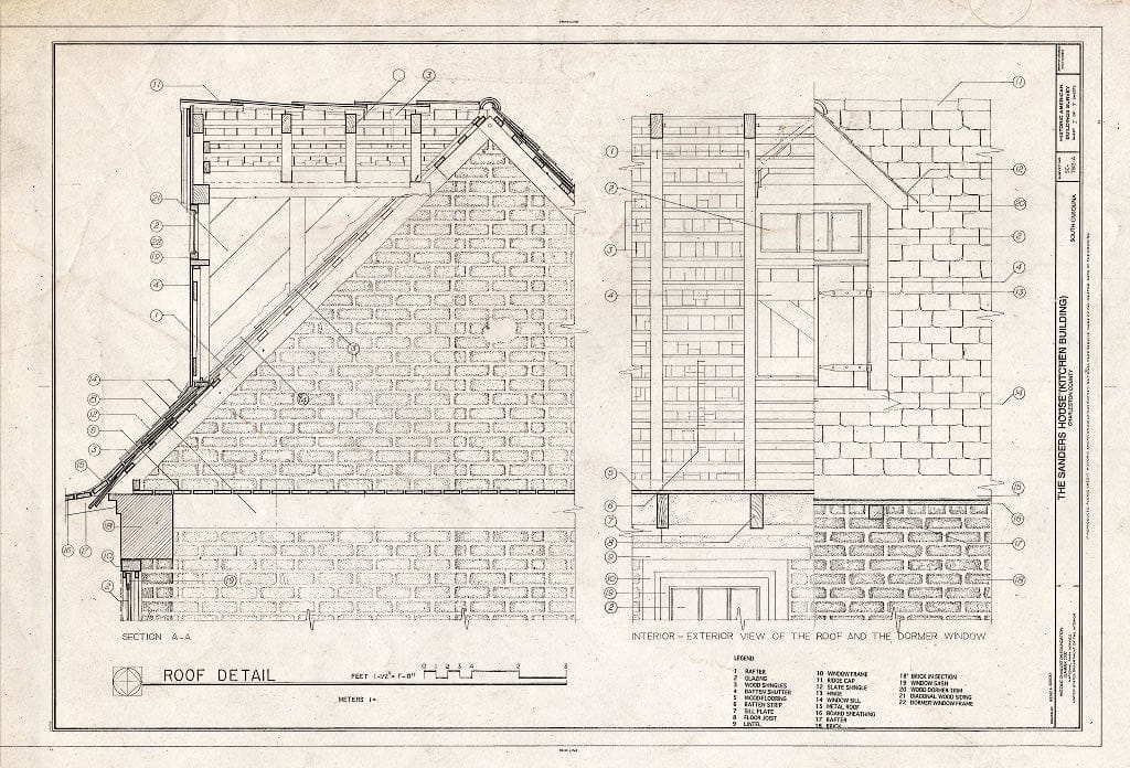 Blueprint HABS SC,10-Char,498A- (Sheet 7 of 7) - Sanders House, Kitchen Building, 82 Pitt Street, Charleston, Charleston County, SC