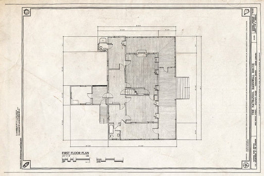 Blueprint 4. First Floor Plan - Nathaniel Barnwell House, 1023 Middle Street, Sullivans Island, Charleston County, SC
