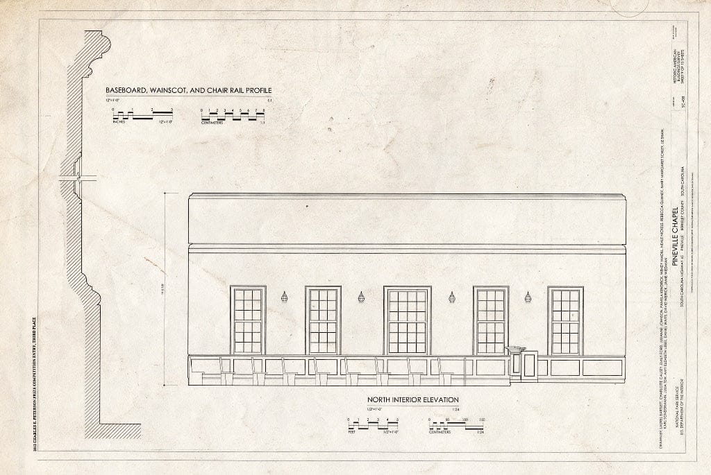 Blueprint North Interior Elevation - Pineville Chapel, State Road S-8-204, Pineville, Berkeley County, SC