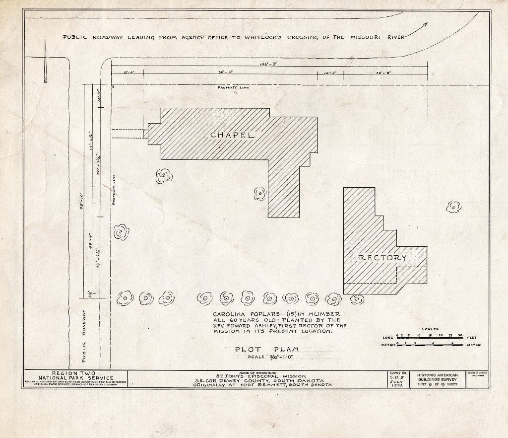 Blueprint HABS SD,21-,1- (Sheet 9 of 9) - St. John's Episcopal Mission, Chapel & Rectory, Fort Bennett Vicinity, Green Grass, Dewey County, SD