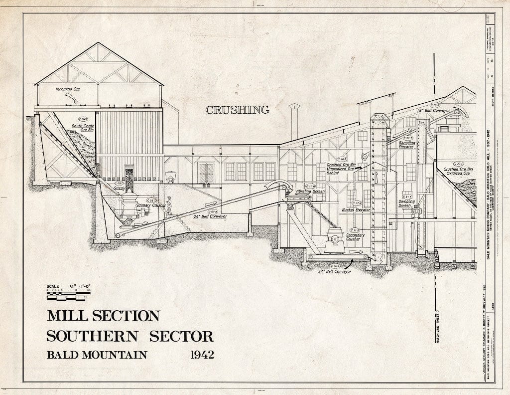 Blueprint HAER SD,41-Lead.V,1- (Sheet 6 of 13) - Bald Mountain Gold Mill, Nevada Gulch at Head of False Bottom Creek, Lead, Lawrence County, SD