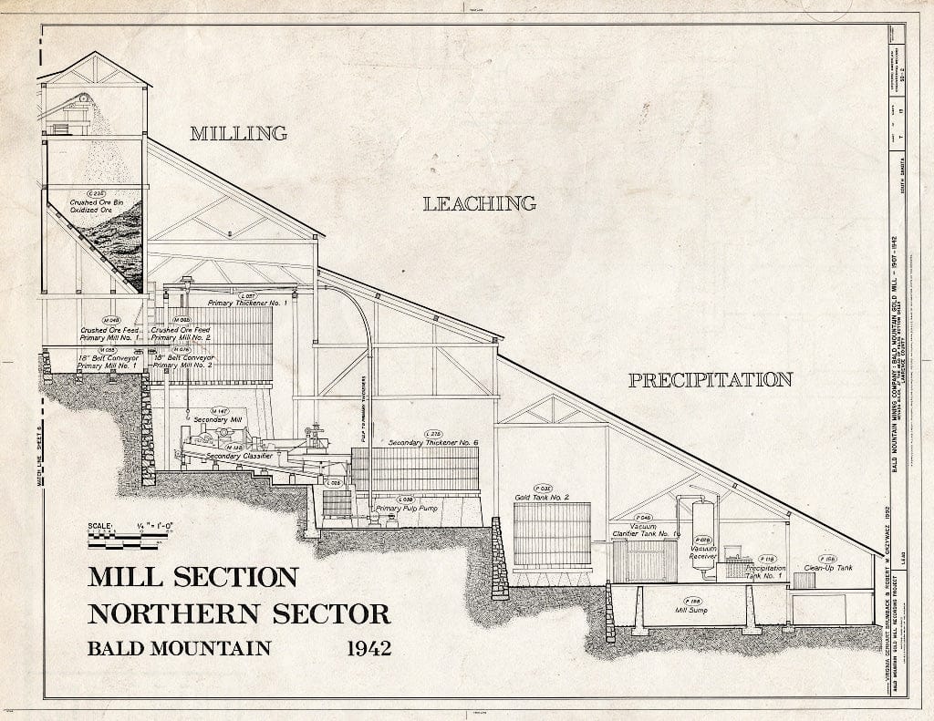 Blueprint HAER SD,41-Lead.V,1- (Sheet 7 of 13) - Bald Mountain Gold Mill, Nevada Gulch at Head of False Bottom Creek, Lead, Lawrence County, SD