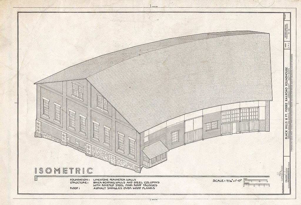 Blueprint HAER SD-52 (Sheet 3 of 3) - Black Hills & Fort Pierre Railroad Roundhouse, Terraville Avenue & Sunnyhill Road, Lead, Lawrence County, SD