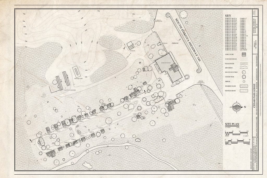 Blueprint site Plan - Cedar Pass Lodge, 20681 South Dakota Highway 240, Interior, Jackson County, SD