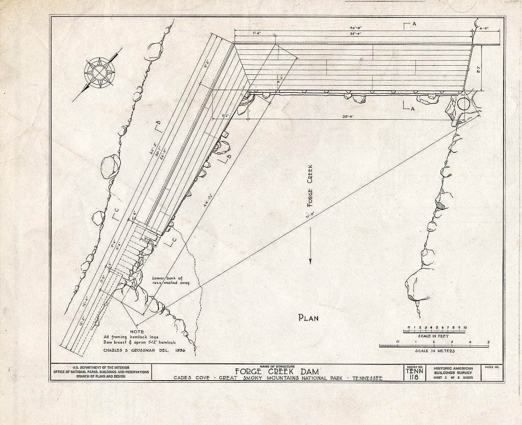 Blueprint HABS Tenn,5-CADCO,1- (Sheet 2 of 3) - Forge Creek Dam-John Cable Mill, Townsend, Blount County, TN