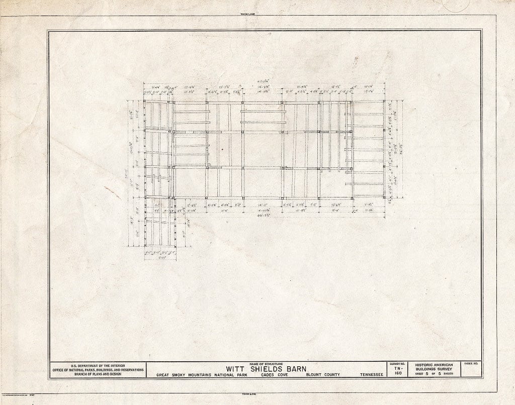 Blueprint HABS Tenn,5-CADCO,3A- (Sheet 5 of 5) - WITT Shields Barn, Townsend, Blount County, TN